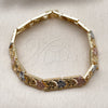Oro Laminado Solid Bracelet, Gold Filled Style Heart Design, Diamond Cutting Finish, Golden Finish, 03.213.0402.1.07 (Thickness, 7 Inches Length)