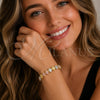 Oro Laminado Solid Bracelet, Gold Filled Style Star Design, Diamond Cutting Finish, Tricolor, 03.170.0004.07 (Thickness, 7 Inches Length)