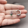Rhodium Gold Filled Huggie Hoop, Flower Design, with Multicolor Cubic Zirconia, Polished, Rhodium Finish, 02.237.0081.15