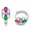 Rhodium Gold Filled Huggie Hoop, Flower Design, with Multicolor Cubic Zirconia, Polished, Rhodium Finish, 02.237.0081.15