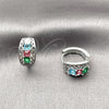 Rhodium Gold Filled Huggie Hoop, with Multicolor Cubic Zirconia, Polished, Rhodium Finish, 02.237.0082.15