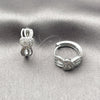 Rhodium Gold Filled Huggie Hoop, Heart Design, with White Cubic Zirconia, Polished, Rhodium Finish, 02.237.0083.15