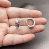 Rhodium Gold Filled Huggie Hoop, with Multicolor Cubic Zirconia, Polished, Rhodium Finish, 02.237.0084.15