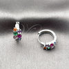 Rhodium Gold Filled Huggie Hoop, with Multicolor Cubic Zirconia, Polished, Rhodium Finish, 02.237.0084.15