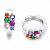 Rhodium Gold Filled Huggie Hoop, with Multicolor Cubic Zirconia, Polished, Rhodium Finish, 02.237.0084.15