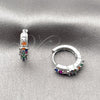 Rhodium Gold Filled Huggie Hoop, with Multicolor Cubic Zirconia, Polished, Rhodium Finish, 02.237.0085.15