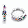 Rhodium Gold Filled Huggie Hoop, with Multicolor Cubic Zirconia, Polished, Rhodium Finish, 02.237.0085.15