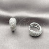 Rhodium Gold Filled Huggie Hoop, Teardrop Design, with White Cubic Zirconia, Polished, Rhodium Finish, 02.237.0089.16