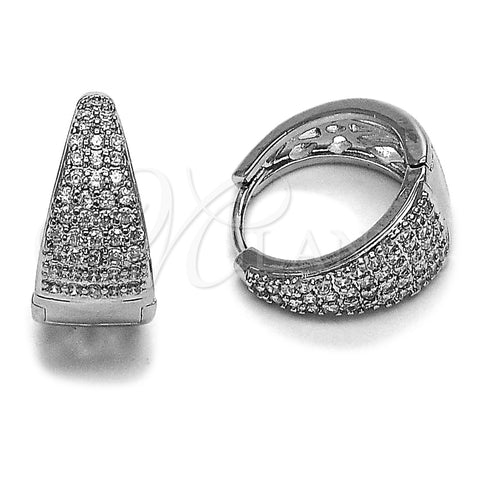 Oro Laminado Huggie Hoop, Gold Filled Style with White Cubic Zirconia, Polished, Golden Finish, 02.237.0090.16