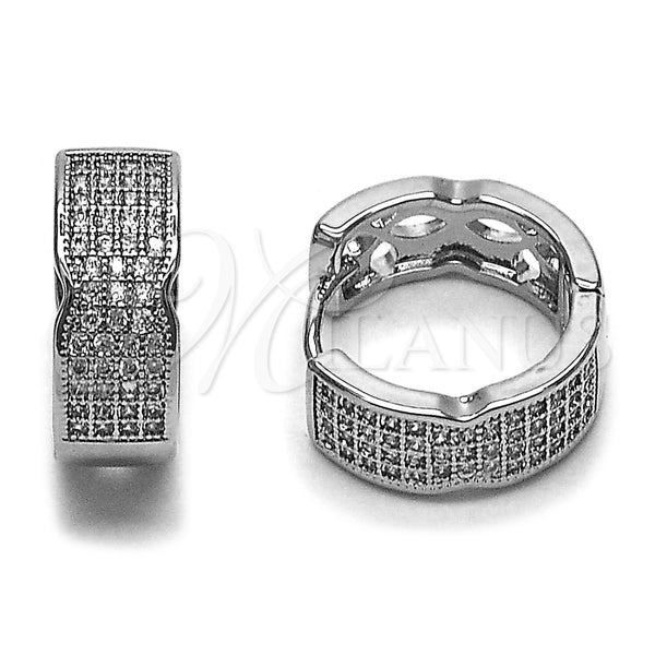 Rhodium Gold Filled Huggie Hoop, with White Micro Pave, Polished, Rhodium Finish, 02.237.0091.16