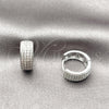 Rhodium Gold Filled Huggie Hoop, with White Micro Pave, Polished, Rhodium Finish, 02.237.0092.15