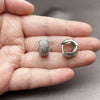 Rhodium Gold Filled Huggie Hoop, with White Micro Pave, Polished, Rhodium Finish, 02.237.0093.15
