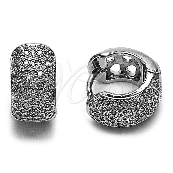 Rhodium Gold Filled Huggie Hoop, with White Micro Pave, Polished, Rhodium Finish, 02.237.0093.15