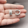 Rhodium Gold Filled Huggie Hoop, with White Cubic Zirconia, Polished, Rhodium Finish, 02.237.0095.15