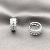 Rhodium Gold Filled Huggie Hoop, with White Cubic Zirconia, Polished, Rhodium Finish, 02.237.0095.15