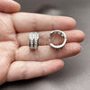 Rhodium Gold Filled Huggie Hoop, Baguette Design, with White Cubic Zirconia, Polished, Rhodium Finish, 02.237.0096.18