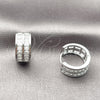 Rhodium Gold Filled Huggie Hoop, Baguette Design, with White Cubic Zirconia, Polished, Rhodium Finish, 02.237.0096.18