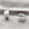 Rhodium Gold Filled Huggie Hoop, Baguette Design, with White Cubic Zirconia, Polished, Rhodium Finish, 02.237.0097.16