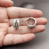 Rhodium Gold Filled Huggie Hoop, Baguette Design, with White Cubic Zirconia, Polished, Rhodium Finish, 02.237.0098.16