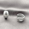 Rhodium Gold Filled Huggie Hoop, Baguette Design, with White Cubic Zirconia, Polished, Rhodium Finish, 02.237.0098.16