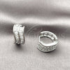 Rhodium Gold Filled Huggie Hoop, Baguette Design, with White Cubic Zirconia, Polished, Rhodium Finish, 02.237.0101.18