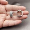 Rhodium Gold Filled Huggie Hoop, with White Cubic Zirconia, Polished, Rhodium Finish, 02.237.0102.18