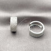 Rhodium Gold Filled Huggie Hoop, with White Cubic Zirconia, Polished, Rhodium Finish, 02.237.0102.18
