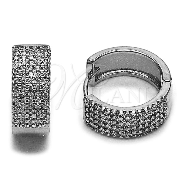 Rhodium Gold Filled Huggie Hoop, with White Cubic Zirconia, Polished, Rhodium Finish, 02.237.0102.18
