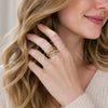 Oro Laminado Multi Stone Ring, Gold Filled Style with White Micro Pave, Polished, Golden Finish, 01.283.0073 (One size fits all)