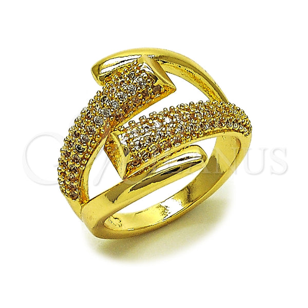 Oro Laminado Multi Stone Ring, Gold Filled Style with White Micro Pave, Polished, Golden Finish, 01.283.0073 (One size fits all)