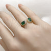 Oro Laminado Multi Stone Ring, Gold Filled Style Cluster Design, with Green Cubic Zirconia and White Micro Pave, Polished, Golden Finish, 01.283.0074 (One size fits all)