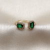 Oro Laminado Multi Stone Ring, Gold Filled Style Cluster Design, with Green Cubic Zirconia and White Micro Pave, Polished, Golden Finish, 01.283.0074 (One size fits all)