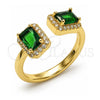 Oro Laminado Multi Stone Ring, Gold Filled Style Cluster Design, with Green Cubic Zirconia and White Micro Pave, Polished, Golden Finish, 01.283.0074 (One size fits all)