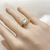 Oro Laminado Wedding Ring, Gold Filled Style Cluster Design, with White Cubic Zirconia, Polished, Golden Finish, 01.283.0054.3 (One size fits all)