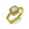 Oro Laminado Wedding Ring, Gold Filled Style Cluster Design, with White Cubic Zirconia, Polished, Golden Finish, 01.283.0054.3 (One size fits all)
