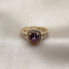 Oro Laminado Wedding Ring, Gold Filled Style Cluster Design, with Amethyst and White Cubic Zirconia, Polished, Golden Finish, 01.283.0054.4 (One size fits all)