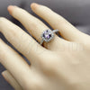 Rhodium Gold Filled Wedding Ring, Cluster Design, with Amethyst and White Cubic Zirconia, Polished, Rhodium Finish, 01.283.0054.6 (One size fits all)