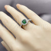 Rhodium Gold Filled Wedding Ring, Cluster Design, with Green and White Cubic Zirconia, Polished, Rhodium Finish, 01.283.0054.7 (One size fits all)