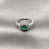 Rhodium Gold Filled Wedding Ring, Cluster Design, with Green and White Cubic Zirconia, Polished, Rhodium Finish, 01.283.0054.7 (One size fits all)