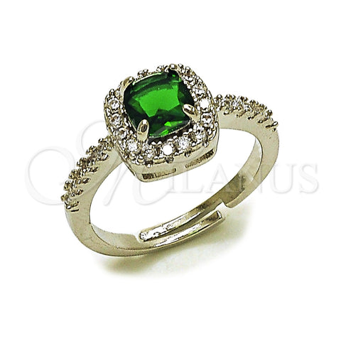 Rhodium Gold Filled Wedding Ring, Cluster Design, with Green and White Cubic Zirconia, Polished, Rhodium Finish, 01.283.0054.7 (One size fits all)