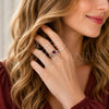 Rhodium Gold Filled Wedding Ring, Cluster Design, with Garnet and White Cubic Zirconia, Polished, Rhodium Finish, 01.283.0054.8 (One size fits all)
