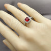 Rhodium Gold Filled Wedding Ring, Cluster Design, with Garnet and White Cubic Zirconia, Polished, Rhodium Finish, 01.283.0054.8 (One size fits all)