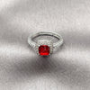 Rhodium Gold Filled Wedding Ring, Cluster Design, with Garnet and White Cubic Zirconia, Polished, Rhodium Finish, 01.283.0054.8 (One size fits all)