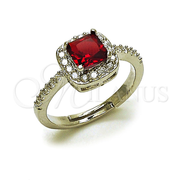 Rhodium Gold Filled Wedding Ring, Cluster Design, with Garnet and White Cubic Zirconia, Polished, Rhodium Finish, 01.283.0054.8 (One size fits all)