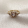 Oro Laminado Wedding Ring, Gold Filled Style Heart and Cluster Design, with Garnet and White Cubic Zirconia, Polished, Golden Finish, 01.283.0055.3 (One size fits all)