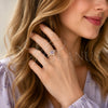 Oro Laminado Wedding Ring, Gold Filled Style Heart and Cluster Design, with White Cubic Zirconia and Amethyst Goldstone Venturina, Polished, Golden Finish, 01.283.0055.4 (One size fits all)