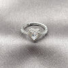 Rhodium Gold Filled Wedding Ring, Heart and Cluster Design, with White Cubic Zirconia, Polished, Rhodium Finish, 01.283.0055.5 (One size fits all)