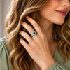 Rhodium Gold Filled Wedding Ring, Heart and Cluster Design, with Green and White Cubic Zirconia, Polished, Rhodium Finish, 01.283.0055.6 (One size fits all)