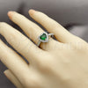 Rhodium Gold Filled Wedding Ring, Heart and Cluster Design, with Green and White Cubic Zirconia, Polished, Rhodium Finish, 01.283.0055.6 (One size fits all)