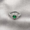 Rhodium Gold Filled Wedding Ring, Heart and Cluster Design, with Green and White Cubic Zirconia, Polished, Rhodium Finish, 01.283.0055.6 (One size fits all)